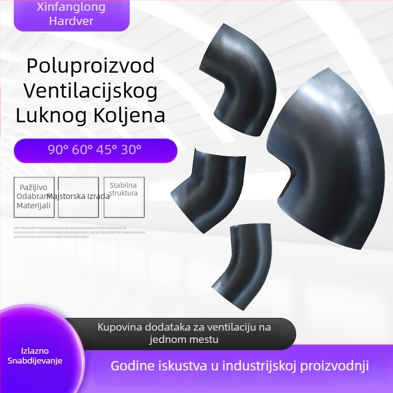 Ventilacijski kut s flanšom, polukutni segment, 90°/45°, nehrđajući čelik, prilagođena debljina zida, nestandardna klasa, dobra elastičnost