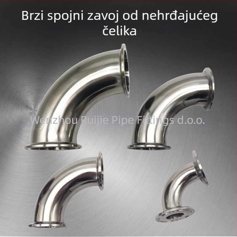 Nehrđajući čelik 90° koljeno za sanitarne cijevi, 3A standard, materijal 304/316, model 08, debljina stijenke 1,6 mm, otpornost na koroziju