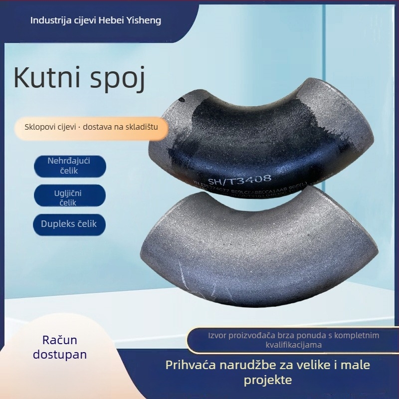 Ugljični čelični koljeno cijevi, otporno na koroziju; debljina zida 2–50 mm; promjer DN10–DN3000; prvi razred