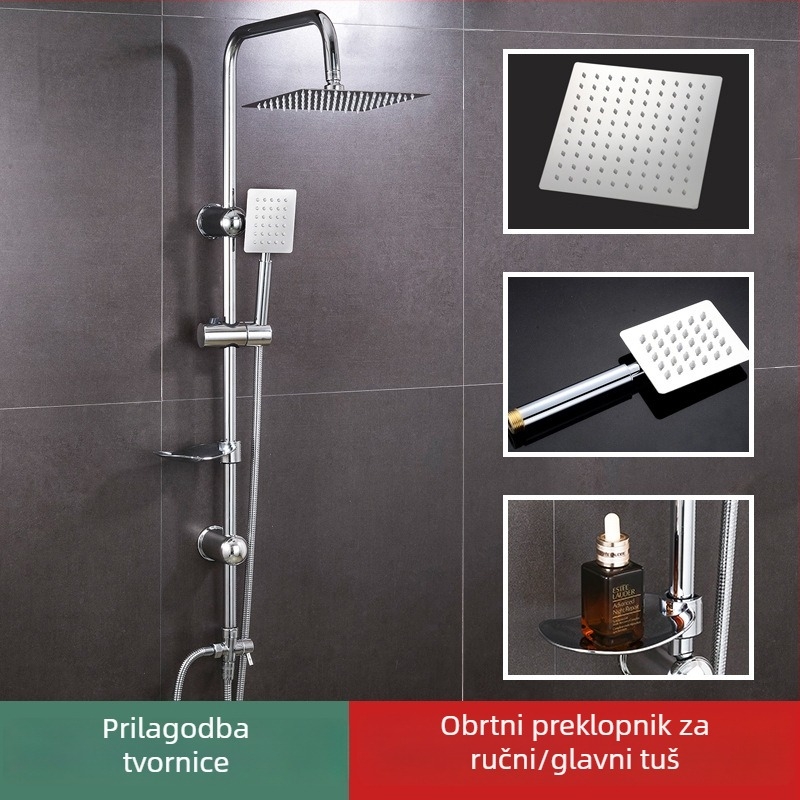 Cjelomeden tuš set za zidni montažu, kromirani završni sloj, moderan stil, kišna funkcija, model 8623B
