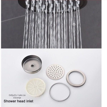 Tuš glava od nehrđajućeg čelika 304, zidna montaža, kišna funkcija, ušteda vode, elektroplatirani završetak, kineskog stila