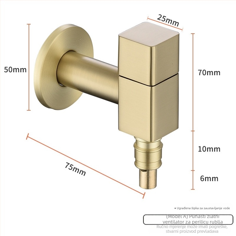 Belode SZ2302 ugrađena slavina za perilicu rublja, jednoručni upravljač hladnom vodom, bakrena s elektroplatijom, brz izlaz, 1–80°C