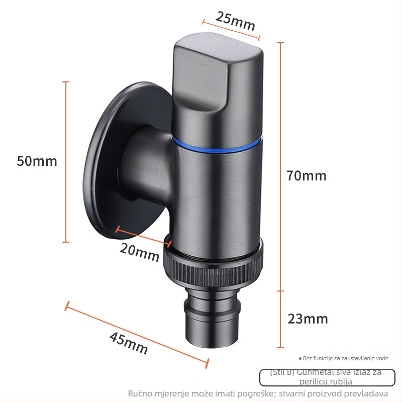 Belode SZ2302 ugrađena slavina za perilicu rublja, jednoručni upravljač hladnom vodom, bakrena s elektroplatijom, brz izlaz, 1–80°C