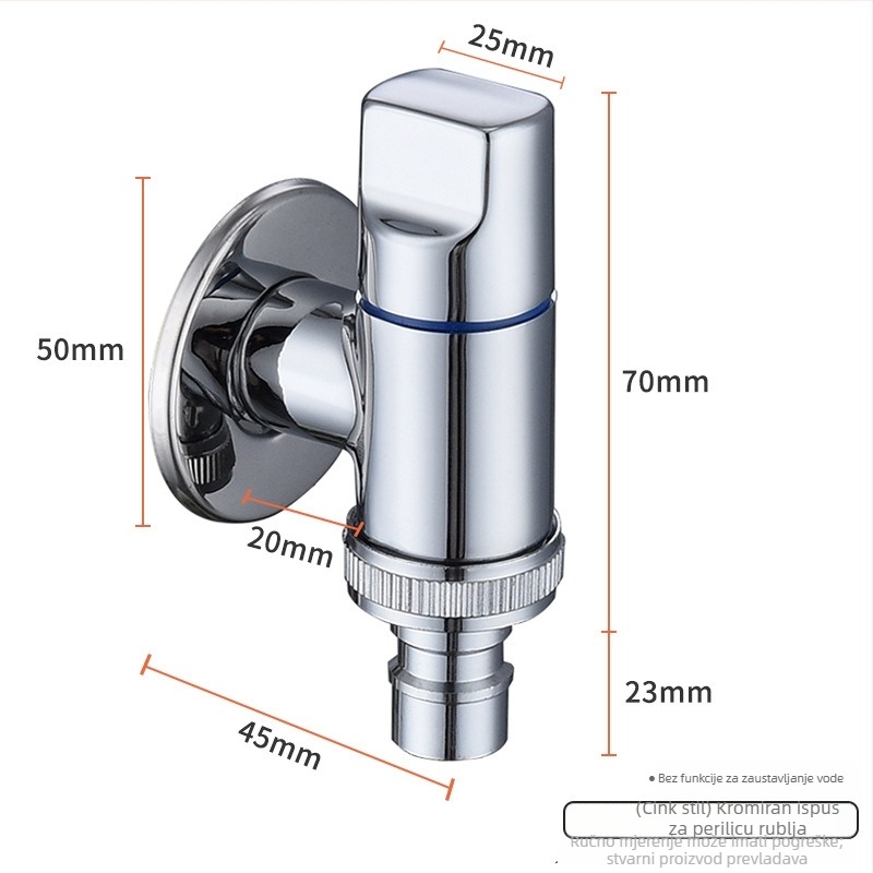 Belode SZ2302 ugrađena slavina za perilicu rublja, jednoručni upravljač hladnom vodom, bakrena s elektroplatijom, brz izlaz, 1–80°C