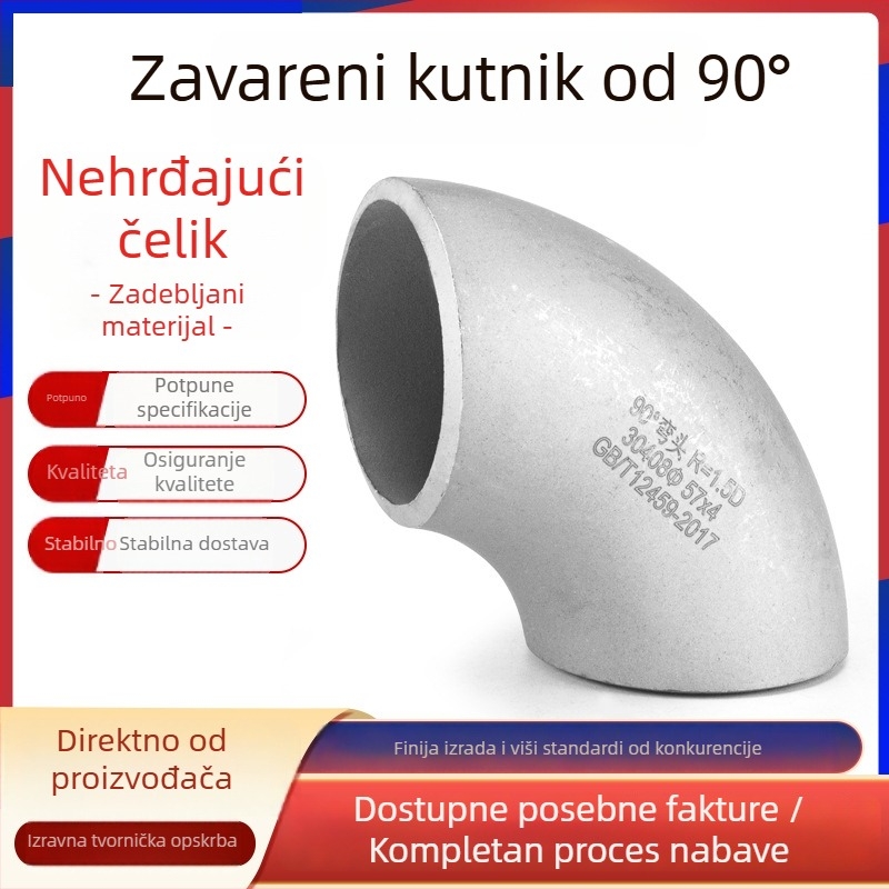 Kut cijevi od ugljičnog čelika, veliki promjer, zavareni spoj, 90°, bez šavova, debeli zid, Ø100 mm