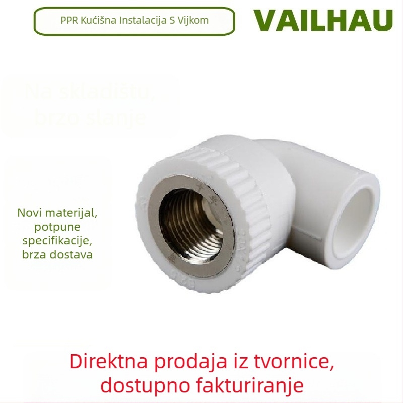 PPR vodovodni spojni dijelovi: koljeno s bakrenim unutarnjim navojem i vanjski navoj trokutnog spoja; toplo zavarivanje; klasa S2.5