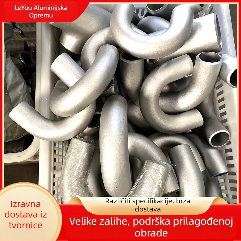 Aluminijski zavoj cijevi, bezšivni zavar, debljina stijenke 2–20 mm, promjer po potrebi, 90° i 45°