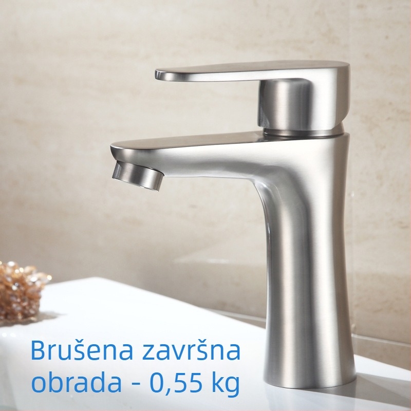 Nehrđajući čelični miješalica za umivaonik SUS3309, keramički kartridž, 0–80 °C, 1 MPa, promjer priključka 32–40 mm, jednoručni, moderan dizajn