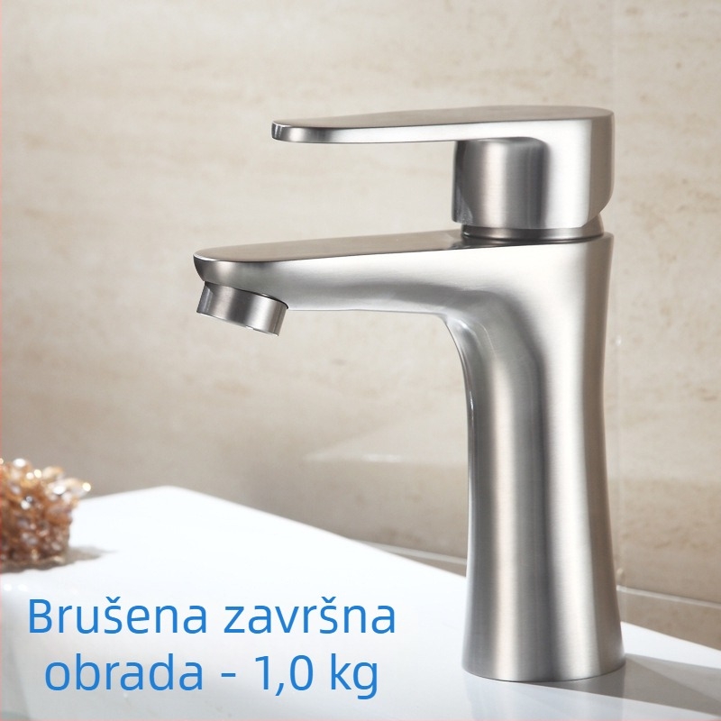 Nehrđajući čelični miješalica za umivaonik SUS3309, keramički kartridž, 0–80 °C, 1 MPa, promjer priključka 32–40 mm, jednoručni, moderan dizajn
