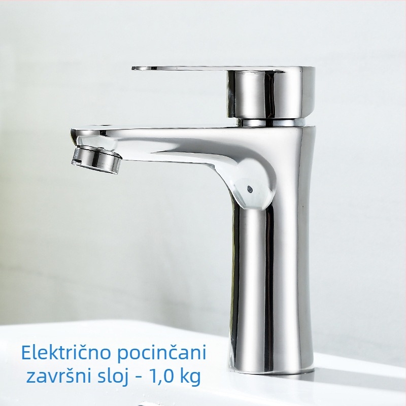 Nehrđajući čelični miješalica za umivaonik SUS3309, keramički kartridž, 0–80 °C, 1 MPa, promjer priključka 32–40 mm, jednoručni, moderan dizajn