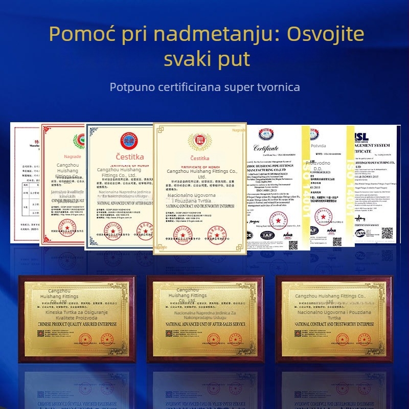 Cijevni zavoj 90° s dugim radijusom, zavareni spoj butt weld, DN15-DN325, materijali: ugljični čelik, nehrđajući čelik, legirani čelik, duplex čelik