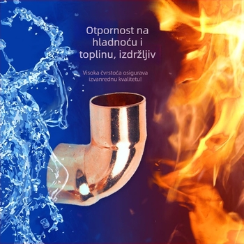 Bakarno zavareno 90° koljeno za cijev za hlađenje, model 22-32, debljina stijenke 1.0–1.5, dobra elastičnost