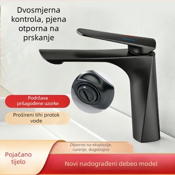 Umivaonski faucet s toplom i hladnom vodom, montaža kroz jednu rupu, tijelo od cinkovog legura, keramički disk ventil, model 17001