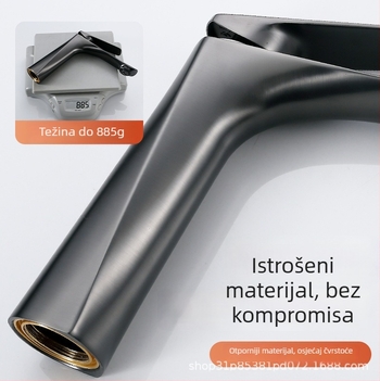 Umivaonski faucet s toplom i hladnom vodom, montaža kroz jednu rupu, tijelo od cinkovog legura, keramički disk ventil, model 17001