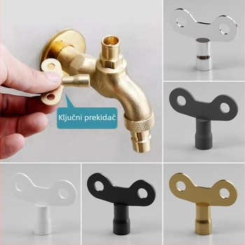 Vanjski zaključni ključ slavine s četverostrukom univerzalnom ručkom, tijelo od željeza, keramički disk ventil, CE-certificirano