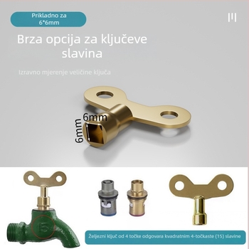Vanjski zaključni ključ slavine s četverostrukom univerzalnom ručkom, tijelo od željeza, keramički disk ventil, CE-certificirano