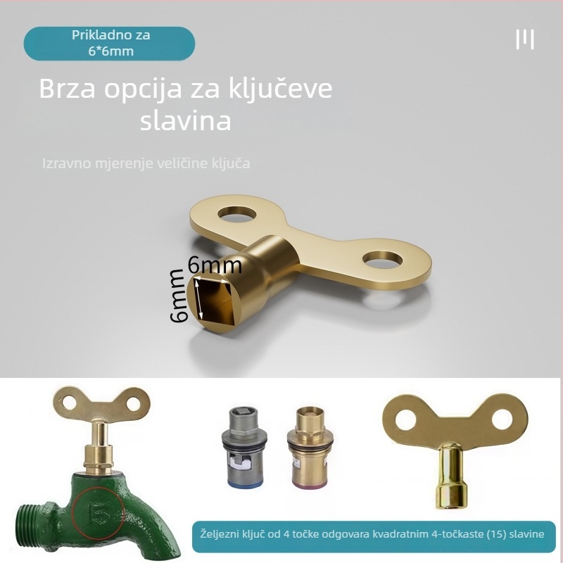 Vanjski zaključni ključ slavine s četverostrukom univerzalnom ručkom, tijelo od željeza, keramički disk ventil, CE-certificirano