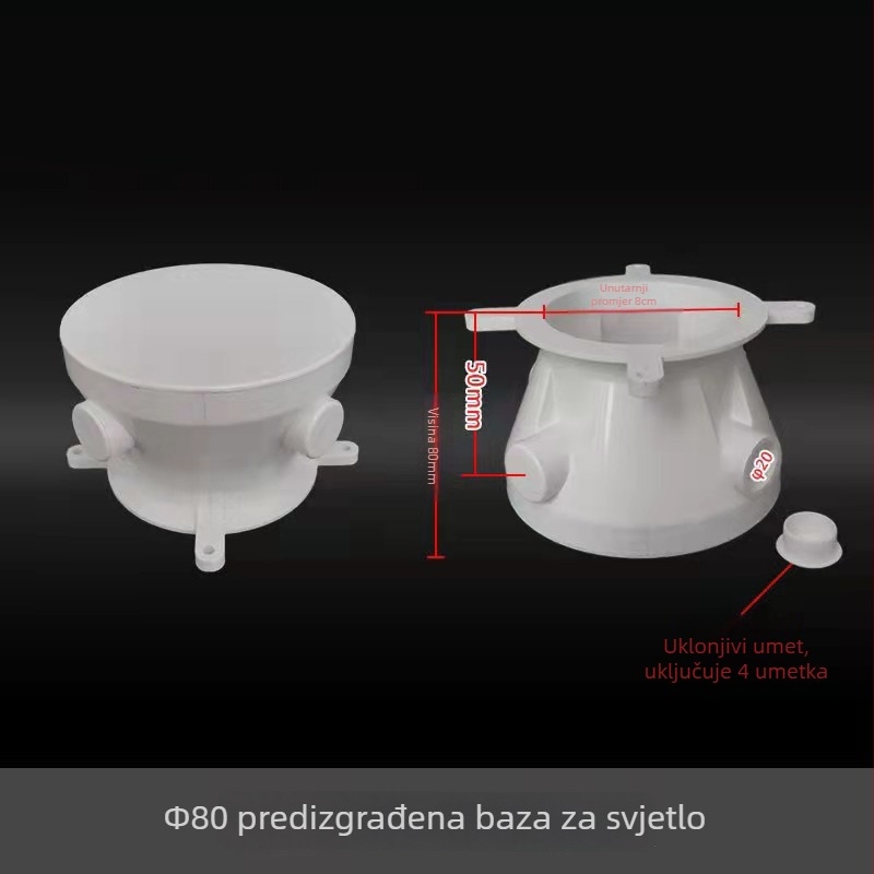Ugradbena donja kutija za downlight, PVC, model 80, serija Downlight embedded parts, zaštita kućišta: Izvrsna, debljina zida: prilagodljiva