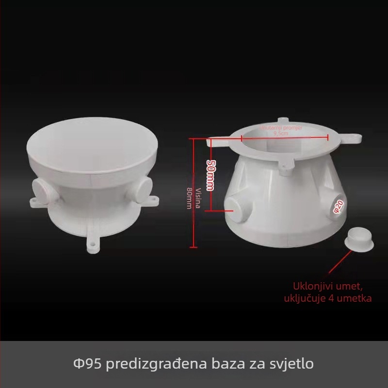 Ugradbena donja kutija za downlight, PVC, model 80, serija Downlight embedded parts, zaštita kućišta: Izvrsna, debljina zida: prilagodljiva