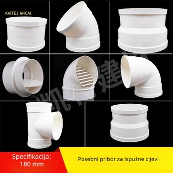 PVC odvodi spoj za odvod zraka: reduktor 180→160, 200 T spoj i koljeno