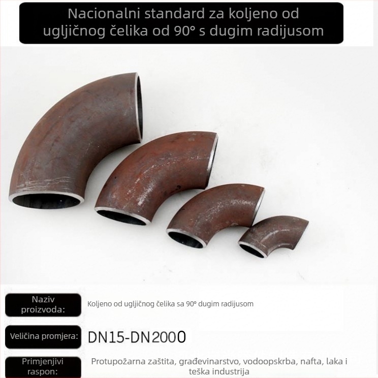 Karbonski čelični kut, zavareni, 90°, model ZTT184, debljina zida 5, GB/T12459-2017, razina A