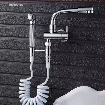 Kran za mop s produženim rotirajućim izljevom — model 5; ugradnja u zid; način otvaranja: spirala; tip špul: Shaft Roller