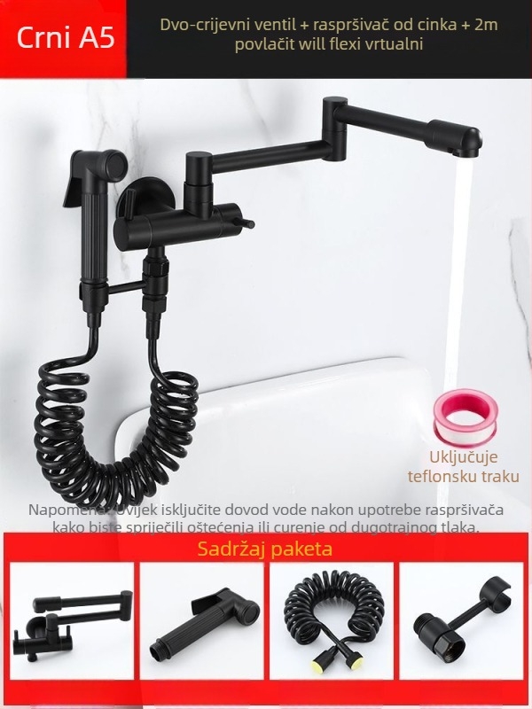 Kran za mop s produženim rotirajućim izljevom — model 5; ugradnja u zid; način otvaranja: spirala; tip špul: Shaft Roller