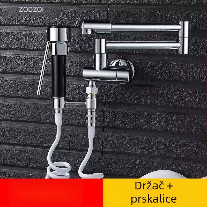 Kran za mop s produženim rotirajućim izljevom — model 5; ugradnja u zid; način otvaranja: spirala; tip špul: Shaft Roller