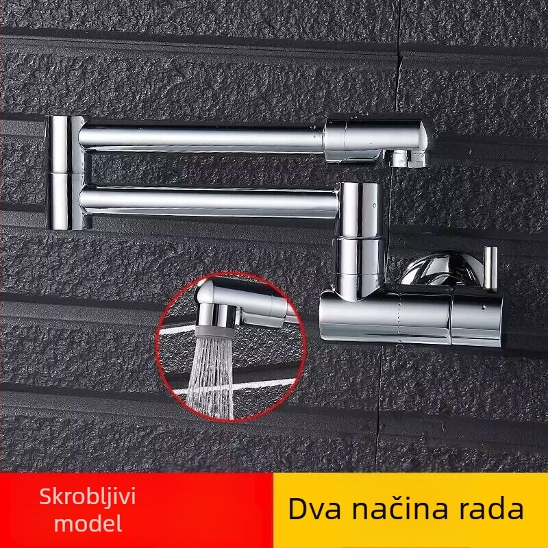Kran za mop s produženim rotirajućim izljevom — model 5; ugradnja u zid; način otvaranja: spirala; tip špul: Shaft Roller