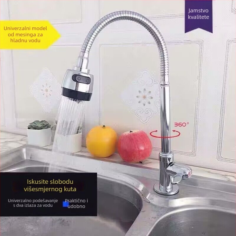 Kran za mop s produženim rotirajućim izljevom — model 5; ugradnja u zid; način otvaranja: spirala; tip špul: Shaft Roller