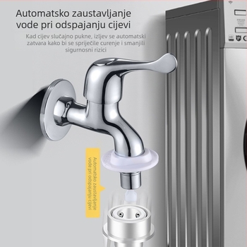 Bakreni miješalica za perilicu rublja, ugrađena u zid, hladna voda, 0-40°C, mjedreno jezgro ventila