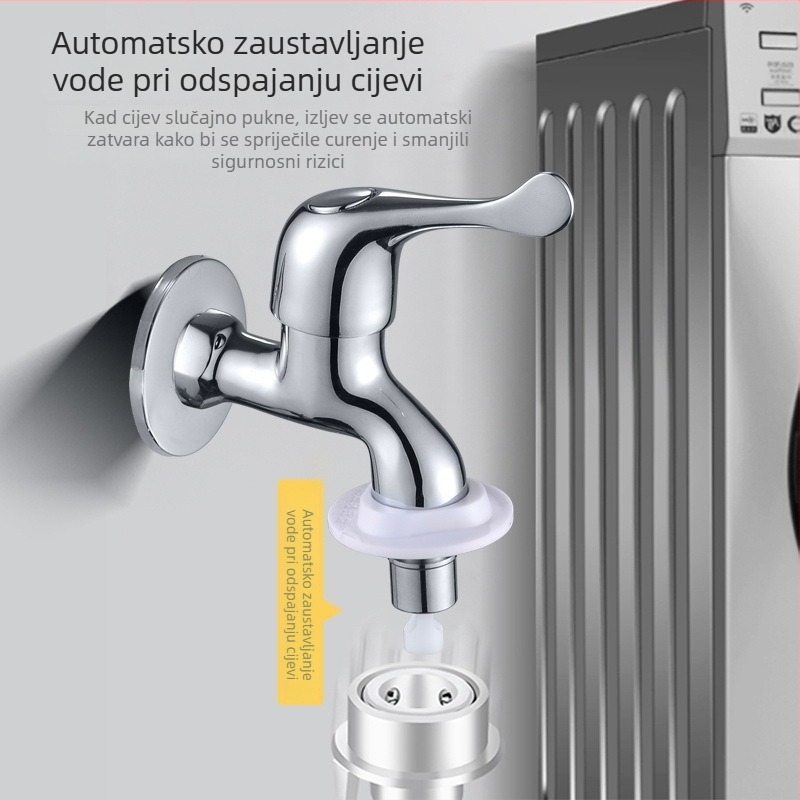 Bakreni miješalica za perilicu rublja, ugrađena u zid, hladna voda, 0-40°C, mjedreno jezgro ventila