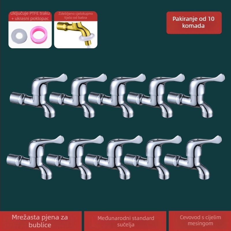 Bakreni miješalica za perilicu rublja, ugrađena u zid, hladna voda, 0-40°C, mjedreno jezgro ventila