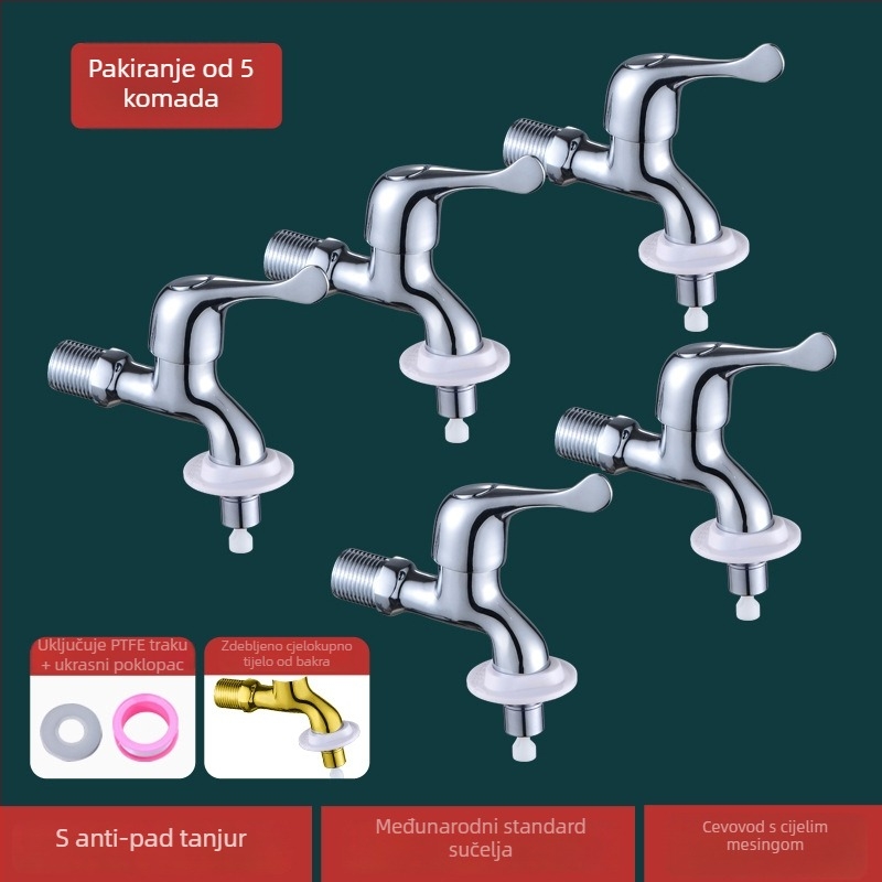 Bakreni miješalica za perilicu rublja, ugrađena u zid, hladna voda, 0-40°C, mjedreno jezgro ventila