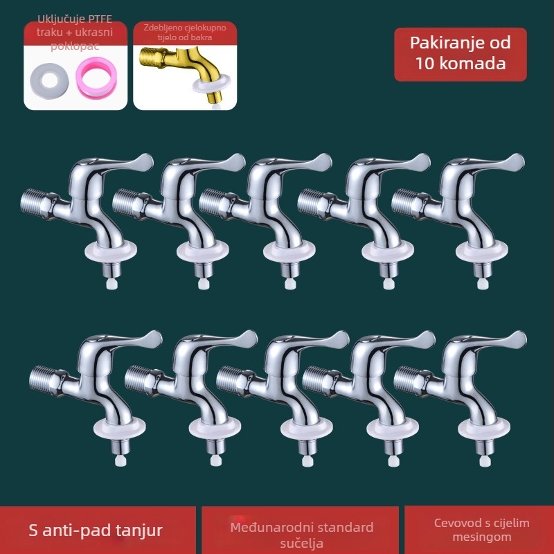 Bakreni miješalica za perilicu rublja, ugrađena u zid, hladna voda, 0-40°C, mjedreno jezgro ventila