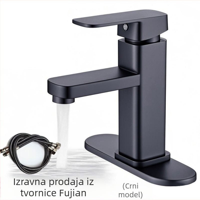 Slavina za umivaonik u kupaoniici – miješanje tople i hladne vode, nehrđajući čelik s kromiranim završnim slojem, keramički disk ventila, radna temperatura 0–90°C