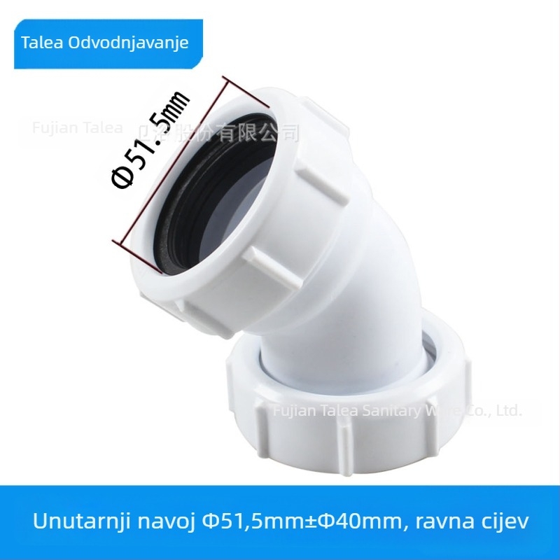 Tuš koljeno 45°, brzo spajanje 40 mm, model QS705C001, plastika