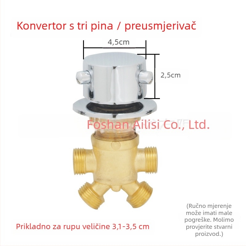 Kada miješalica s bakrenim tijelom; radna temperatura 0–100 °C; nazivni tlak 1 MPa; keramička kaseta; vertikalna ugradnja