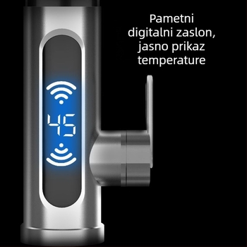Električni slavina tople vode za umivaonik s trenutnim zagrijavanjem, jednou rukom, prikaz temperature, izolacija vode i električne energije, 304 nehrđajući čelik
