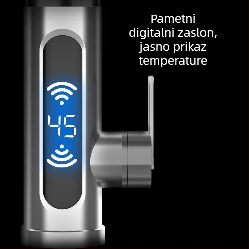 Električni slavina tople vode za umivaonik s trenutnim zagrijavanjem, jednou rukom, prikaz temperature, izolacija vode i električne energije, 304 nehrđajući čelik