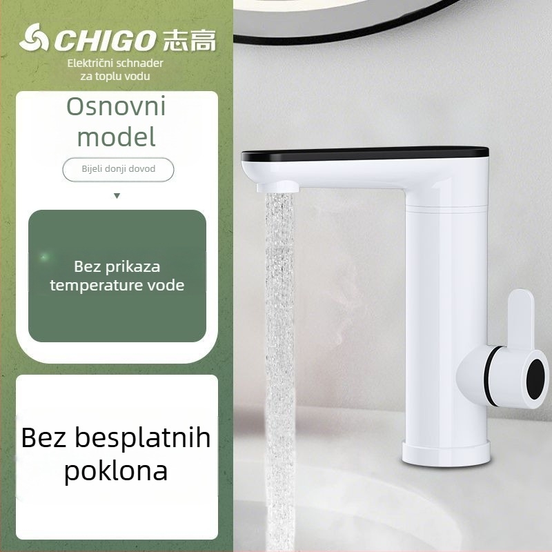 Električni slavina tople vode za umivaonik s trenutnim zagrijavanjem, jednou rukom, prikaz temperature, izolacija vode i električne energije, 304 nehrđajući čelik