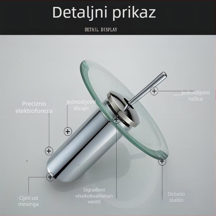 Slavina za umivaonik kupaone, bakrena konstrukcija, model LT-002, vertikalna ugradnja, promjer sjedišta 35 mm