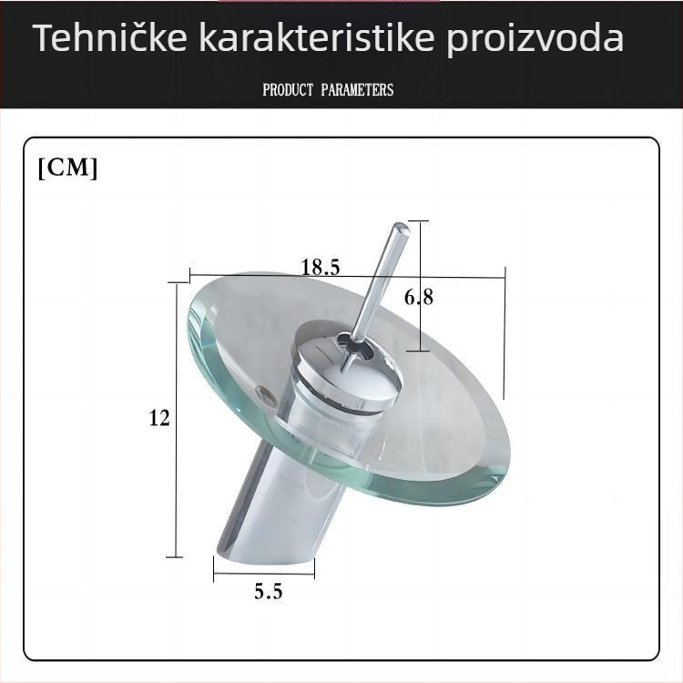 Slavina za umivaonik kupaone, bakrena konstrukcija, model LT-002, vertikalna ugradnja, promjer sjedišta 35 mm