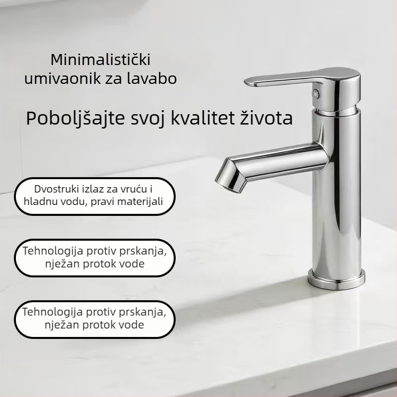 Baterija za umivaonik na ploču – nehrđajući čelik, miješalica s jednim ručicom, keramički disk, model NB-N5021, promjer sjedalice ventila 50 mm