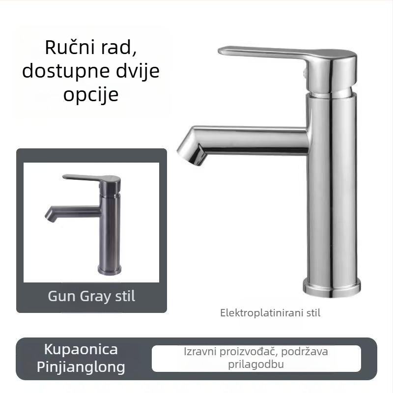 Baterija za umivaonik na ploču – nehrđajući čelik, miješalica s jednim ručicom, keramički disk, model NB-N5021, promjer sjedalice ventila 50 mm