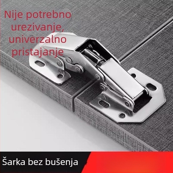 Šarka za ormar bez bušenja, s oprugom i hidrauličkim amortizerom, universalna sklopiva šarka