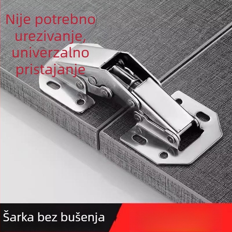 Šarka za ormar bez bušenja, s oprugom i hidrauličkim amortizerom, universalna sklopiva šarka