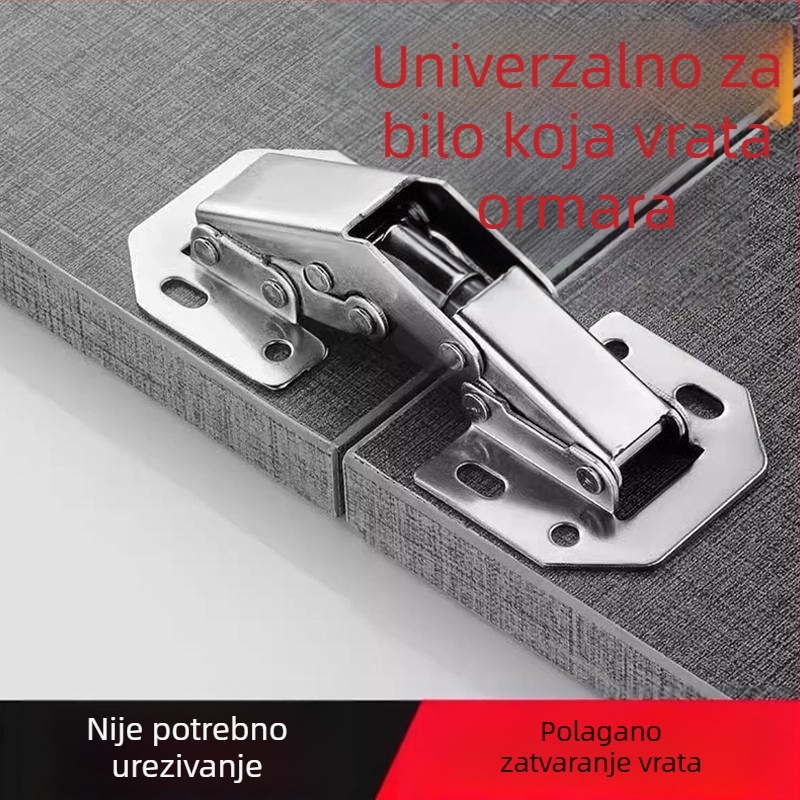 Šarka za ormar bez bušenja, s oprugom i hidrauličkim amortizerom, universalna sklopiva šarka