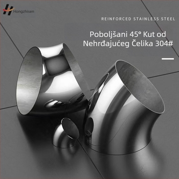 Kut od nehrđajućeg čelika 304 za rukohvat stepenica, 45° zavoj, debljina zida 2.0 mm, zavareni, otporan na koroziju