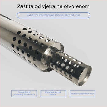 Nerđajući čelik plinska izlazna cijev za zidni kotao, dvostruki zid, koljena, model 01, debljina stijenke 0,003